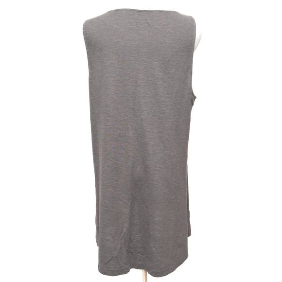Eileen Fisher Grey Hemp Cotton Blend Scoop Neck Hi Lo Hem Tank Top Size Large - Picture 3 of 8